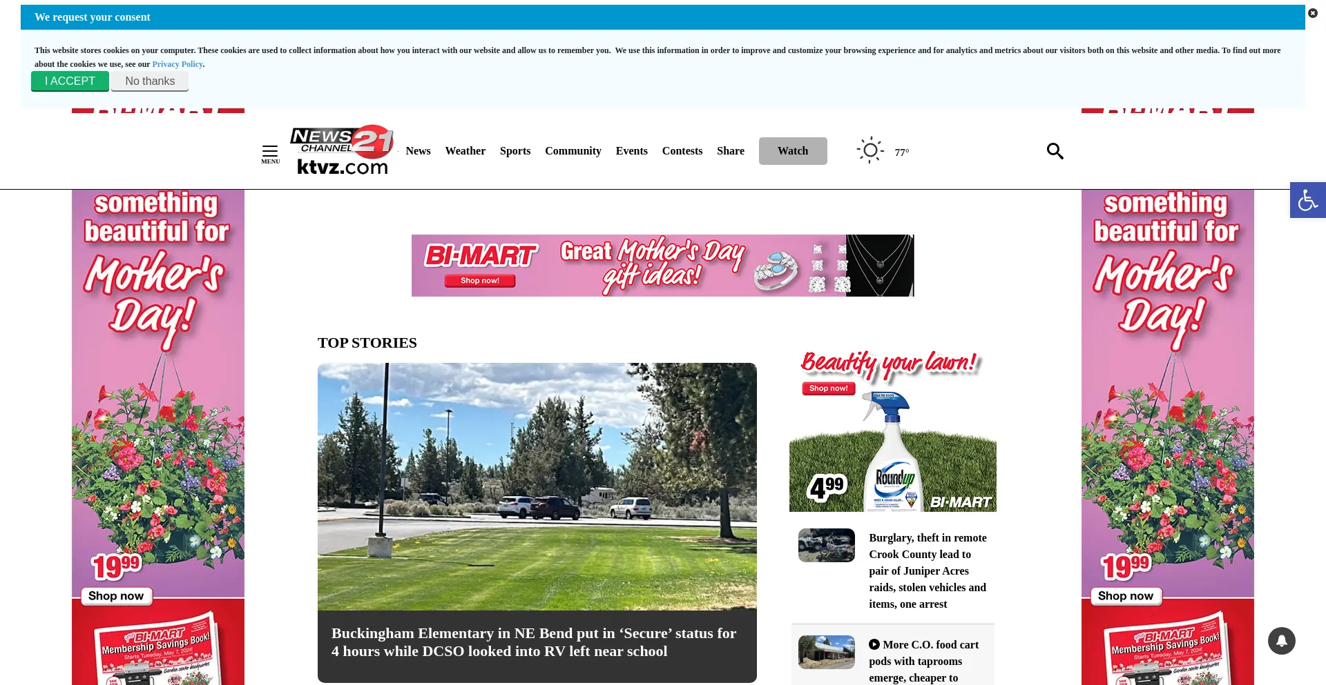 Screenshot of ktvz.com homepage