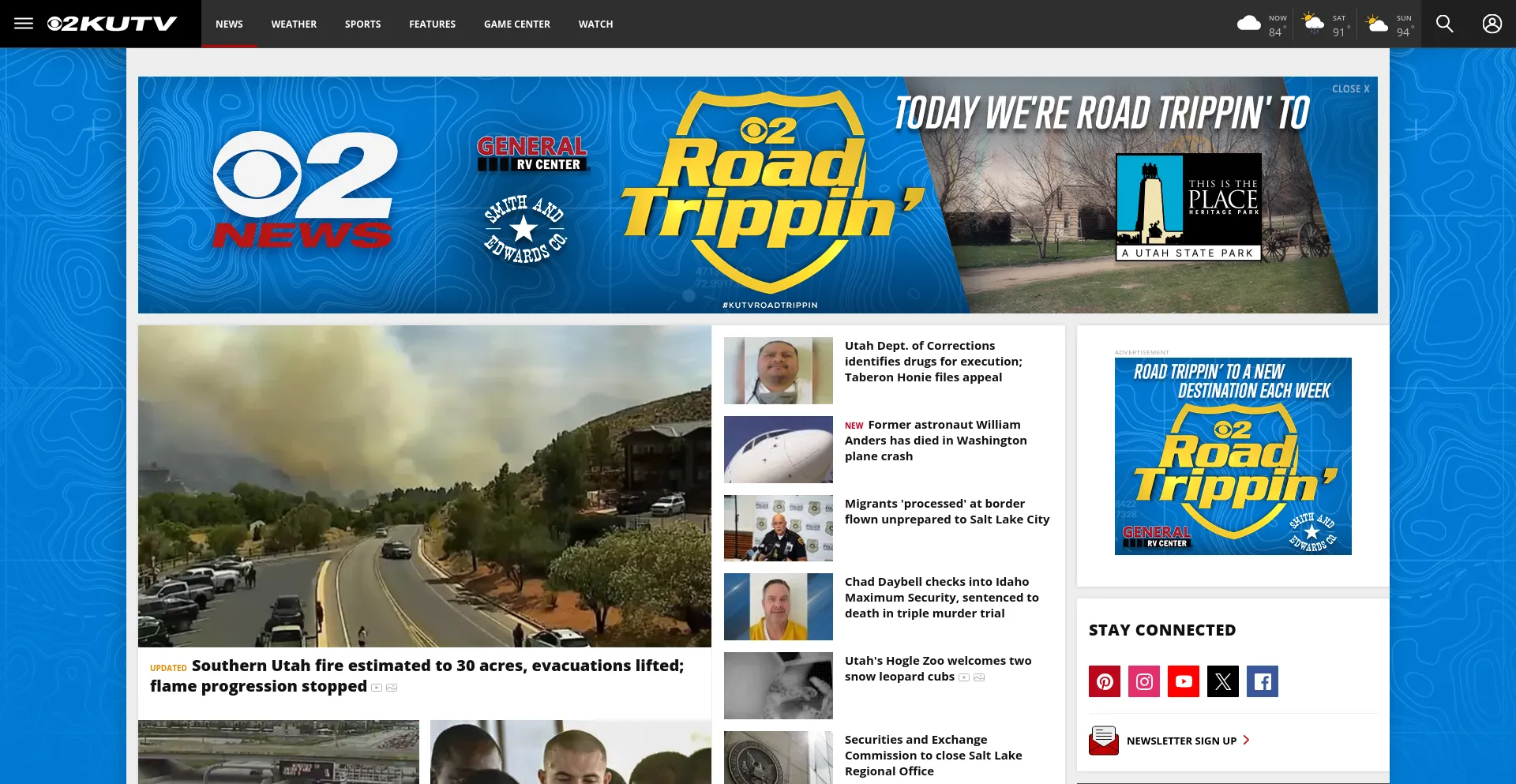 Screenshot of kutv.com homepage