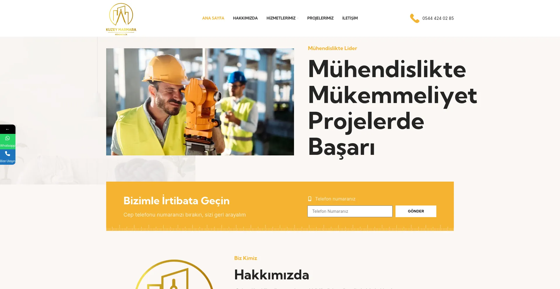 Screenshot of kuzeymarmaramuhendislik.com homepage