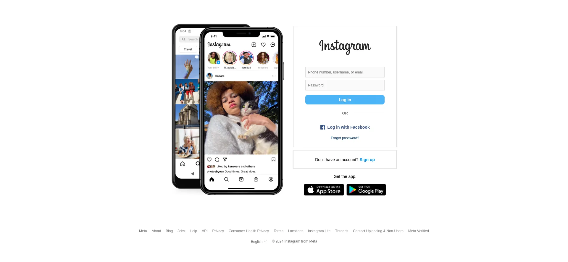 Screenshot of l.instagram.com homepage