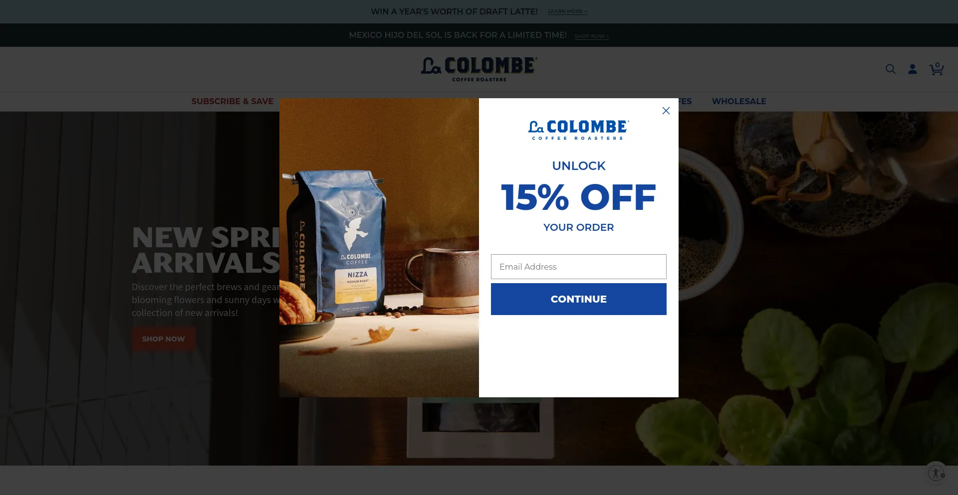 Screenshot of lacolombe.com homepage