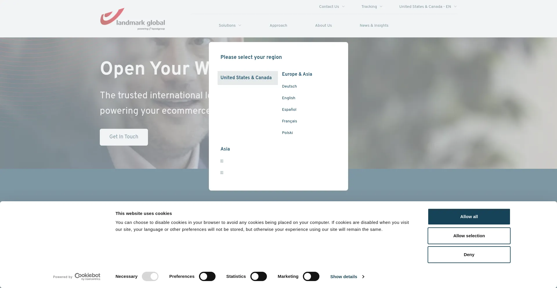 Screenshot of landmarkglobal.com homepage