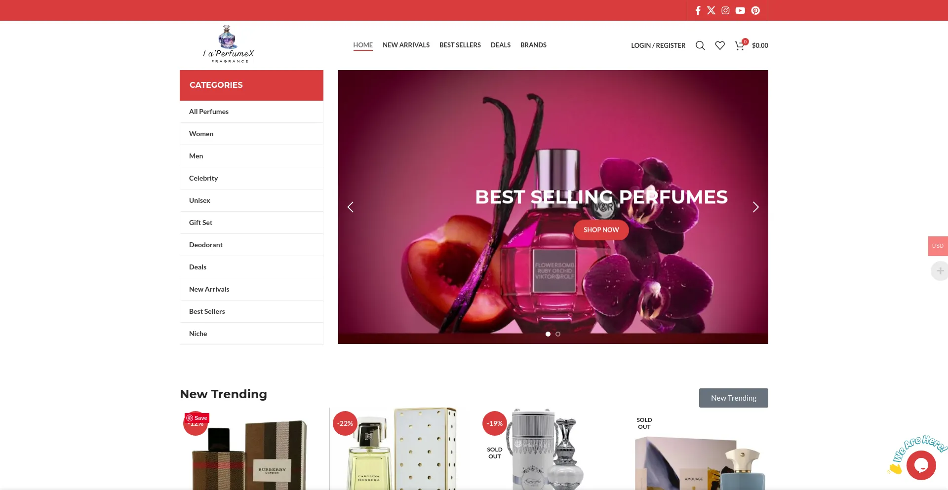 Screenshot of laperfumex.com homepage