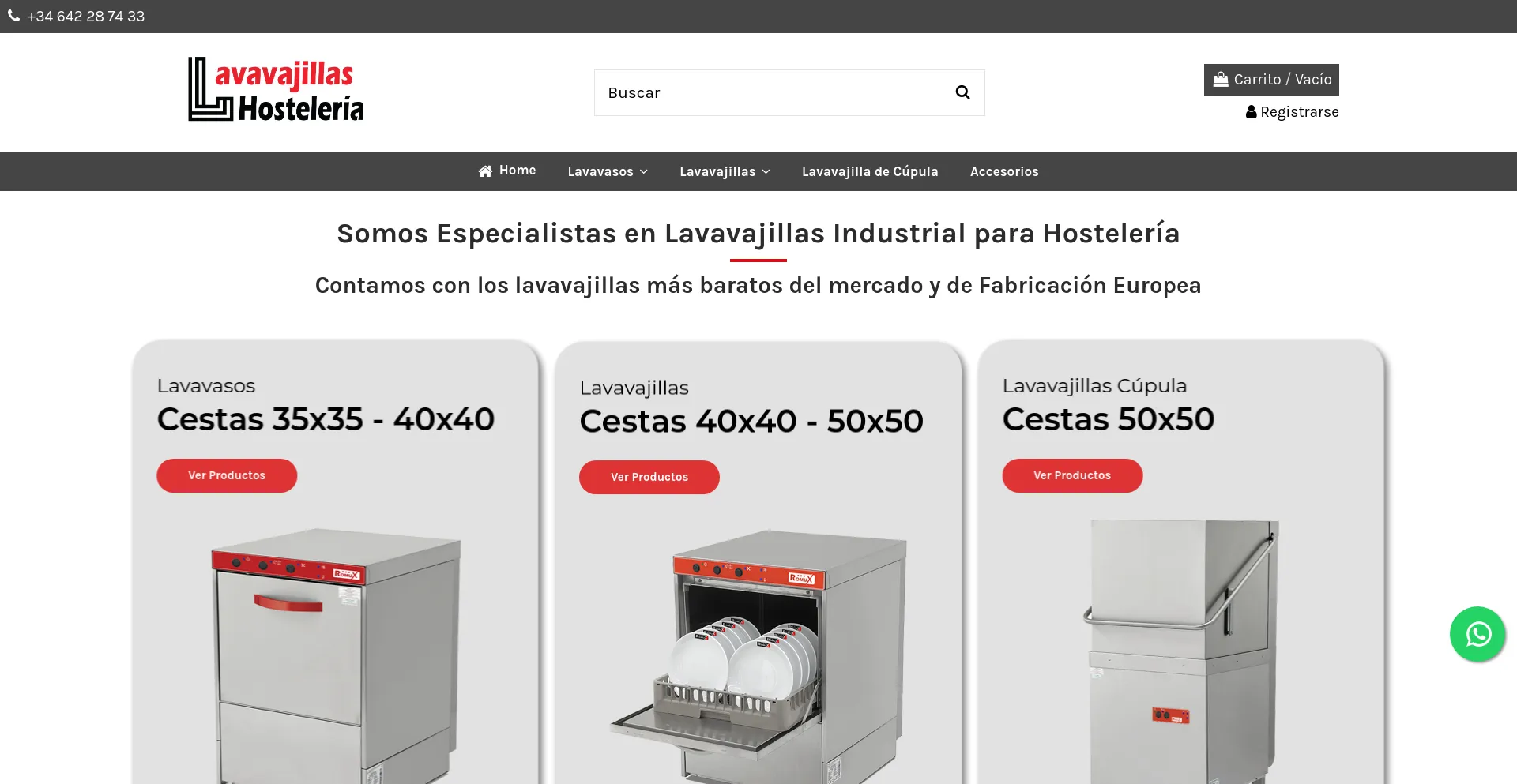 Screenshot of lavavajillashosteleria.com homepage