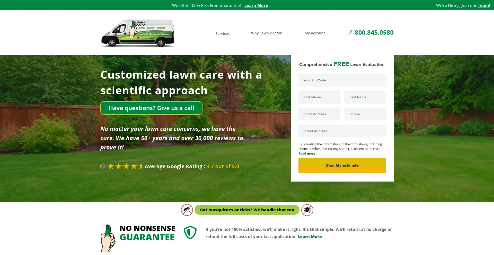 Screenshot of lawndoctor.com homepage