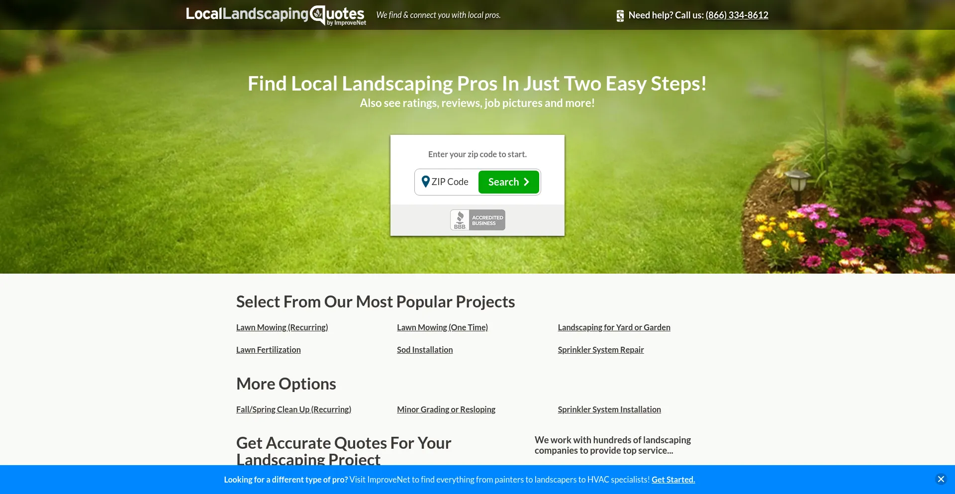 Screenshot of lawnserviceadvisor.com homepage