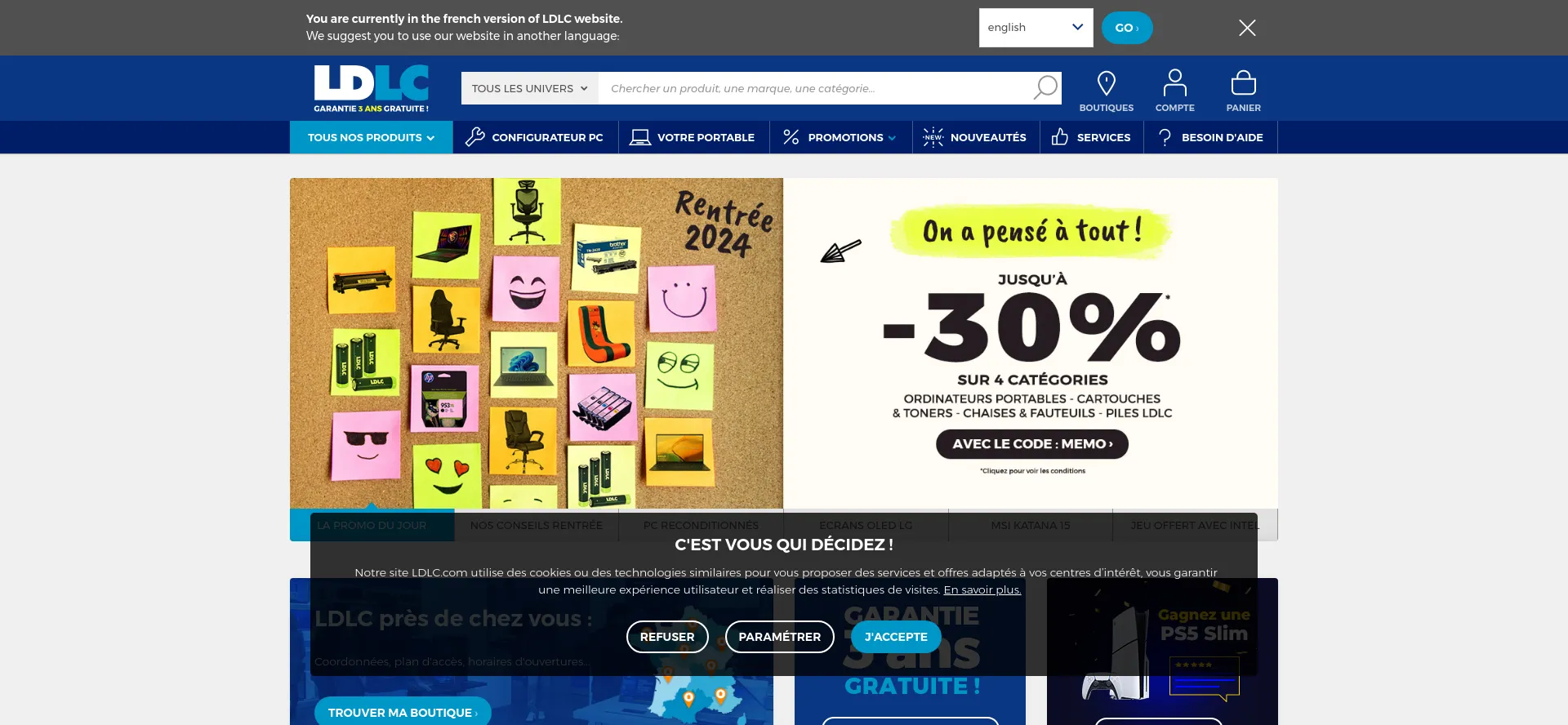 Screenshot of ldlc.com homepage