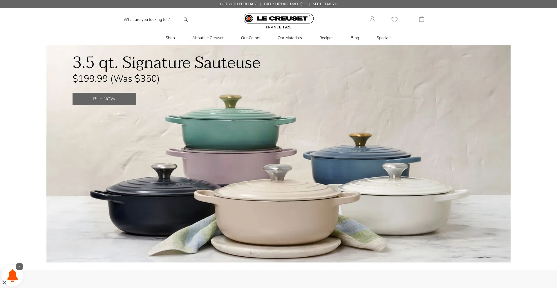 Screenshot of lecreuset.com homepage