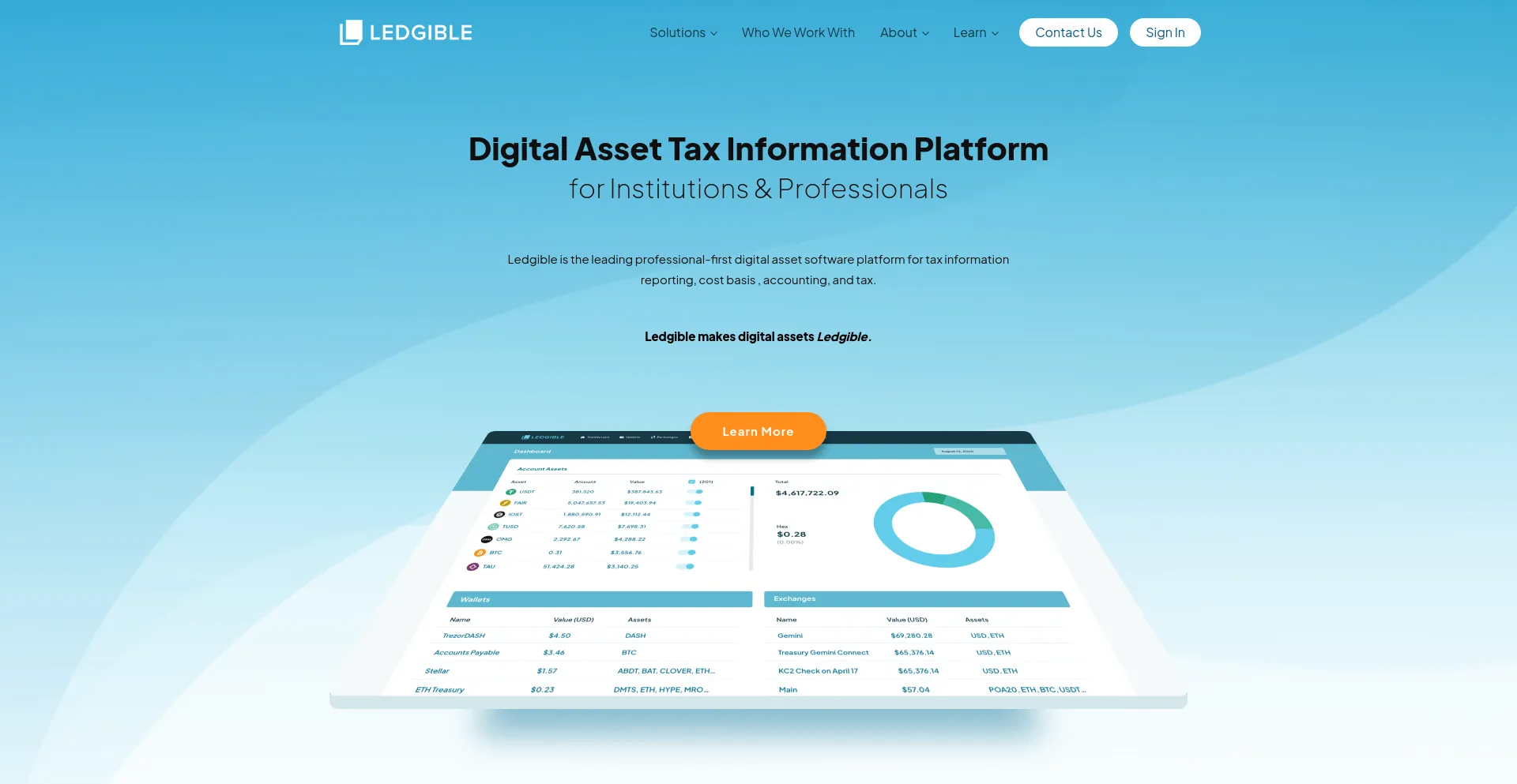 Screenshot of ledgible.io homepage