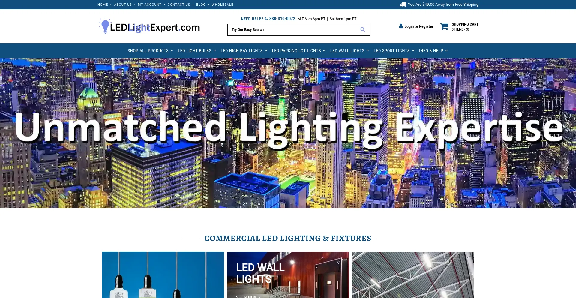 Screenshot of ledlightexpert.com homepage