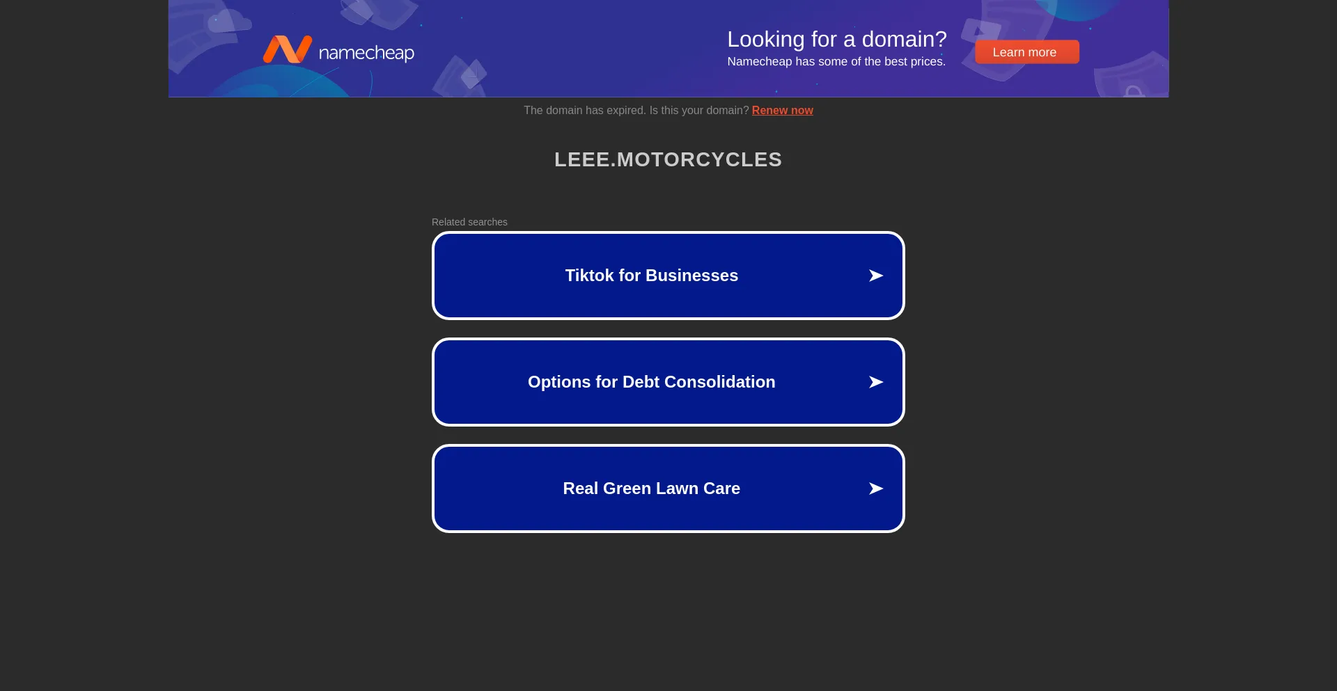 Screenshot of leee.motorcycles homepage