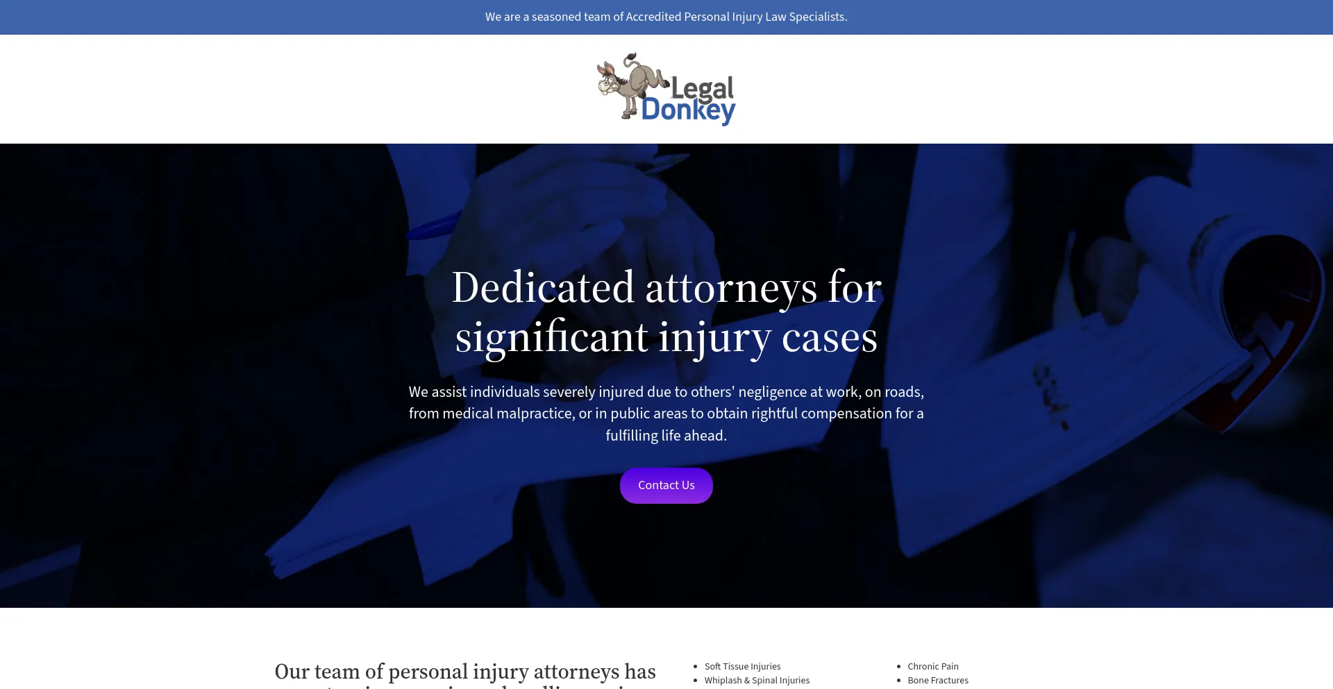 Screenshot of legaldonkey.com homepage