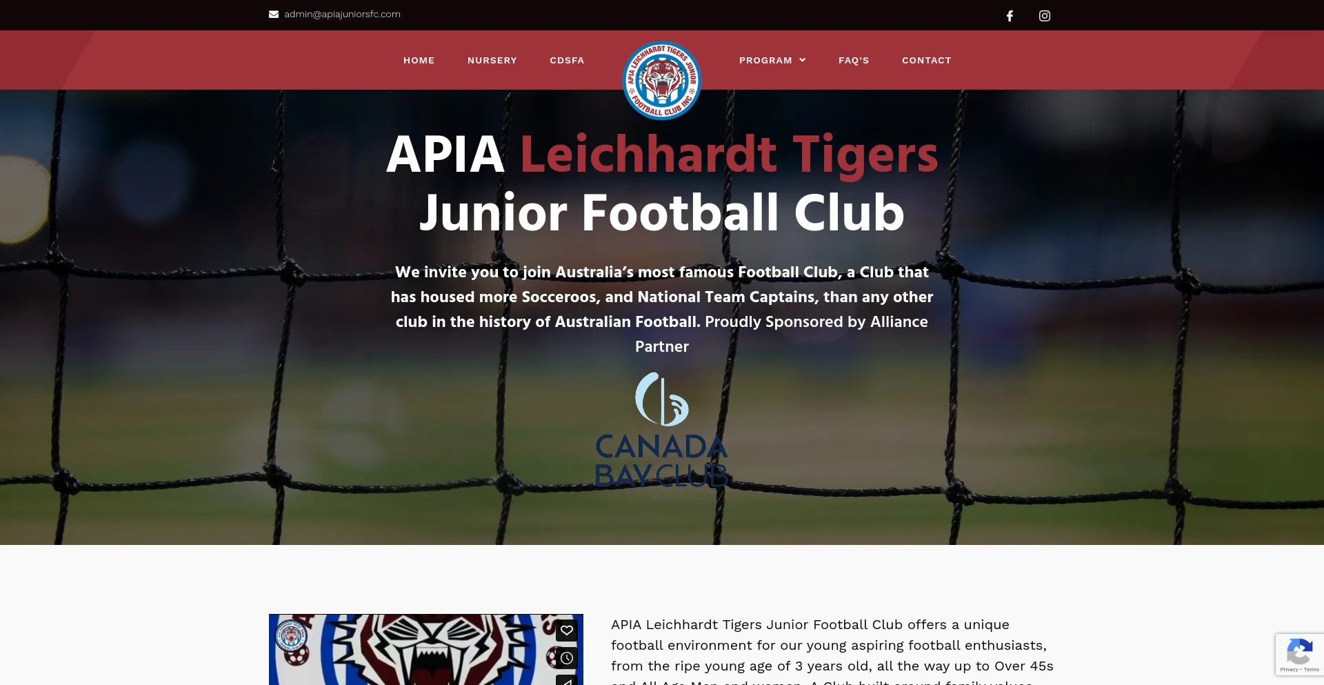 Screenshot of leichhardttigers.org.au homepage