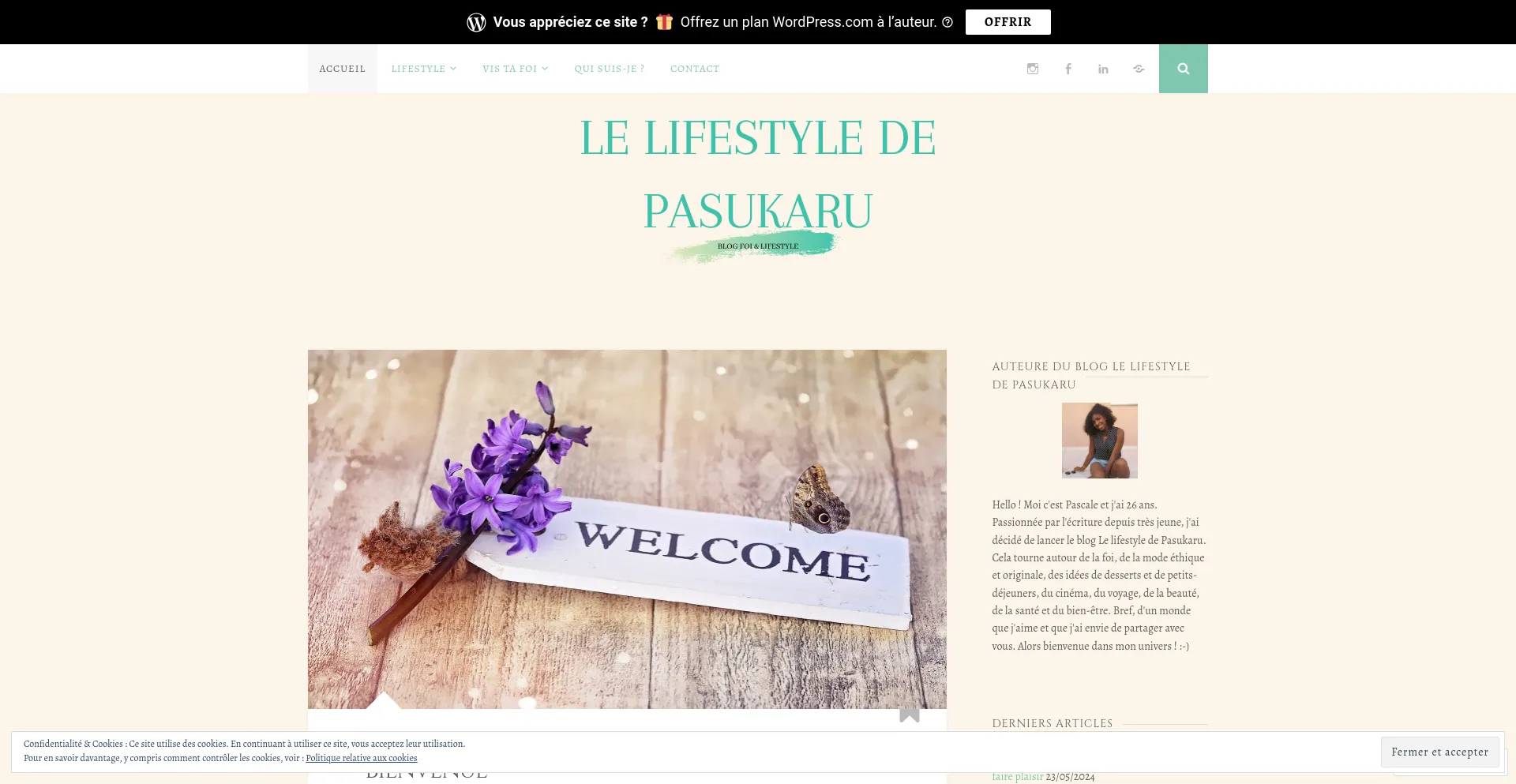 Screenshot of lelifestyledepasukaru.fr homepage