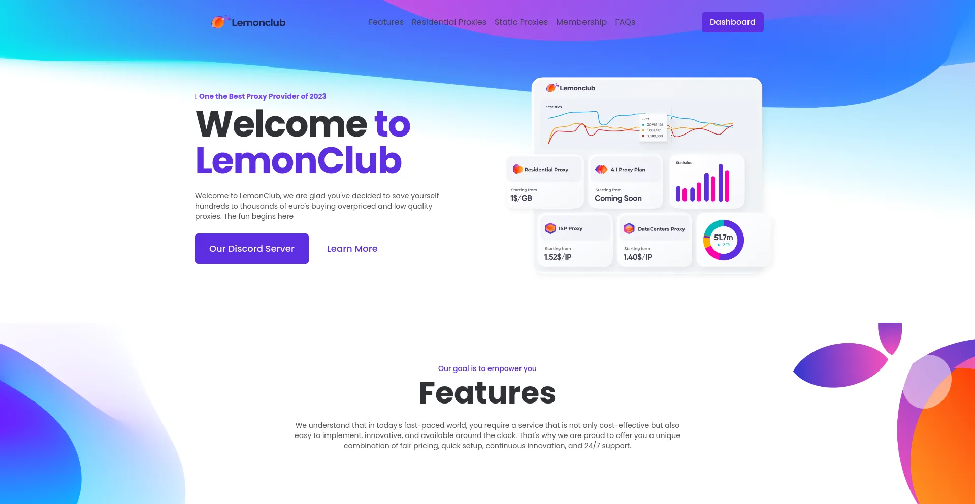 Screenshot of lemonclub.io homepage