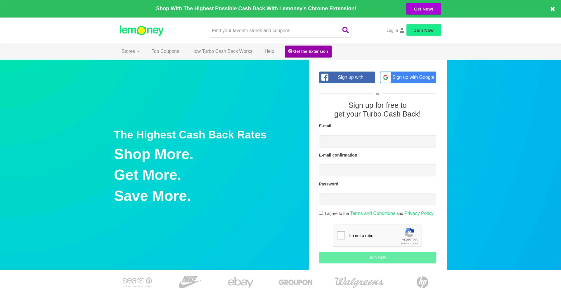 Screenshot of lemoney.com homepage