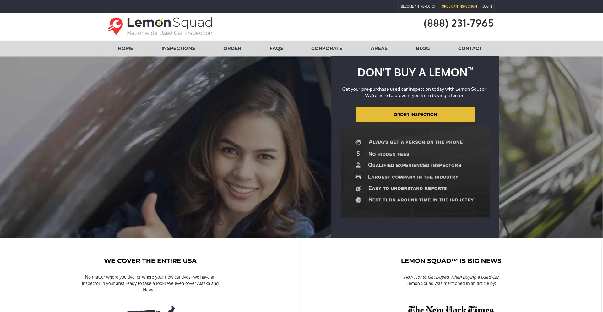 Screenshot of lemonsquad.com homepage