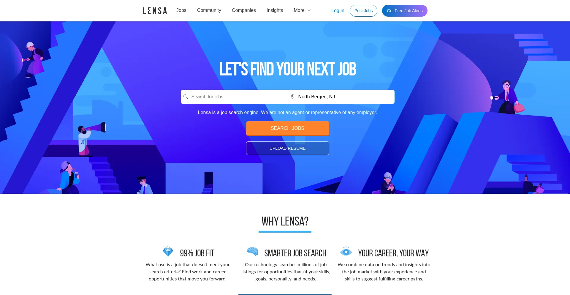 Screenshot of lensa.com homepage