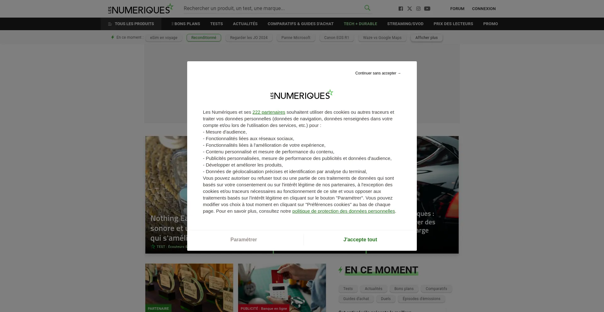 Screenshot of lesnumeriques.com homepage