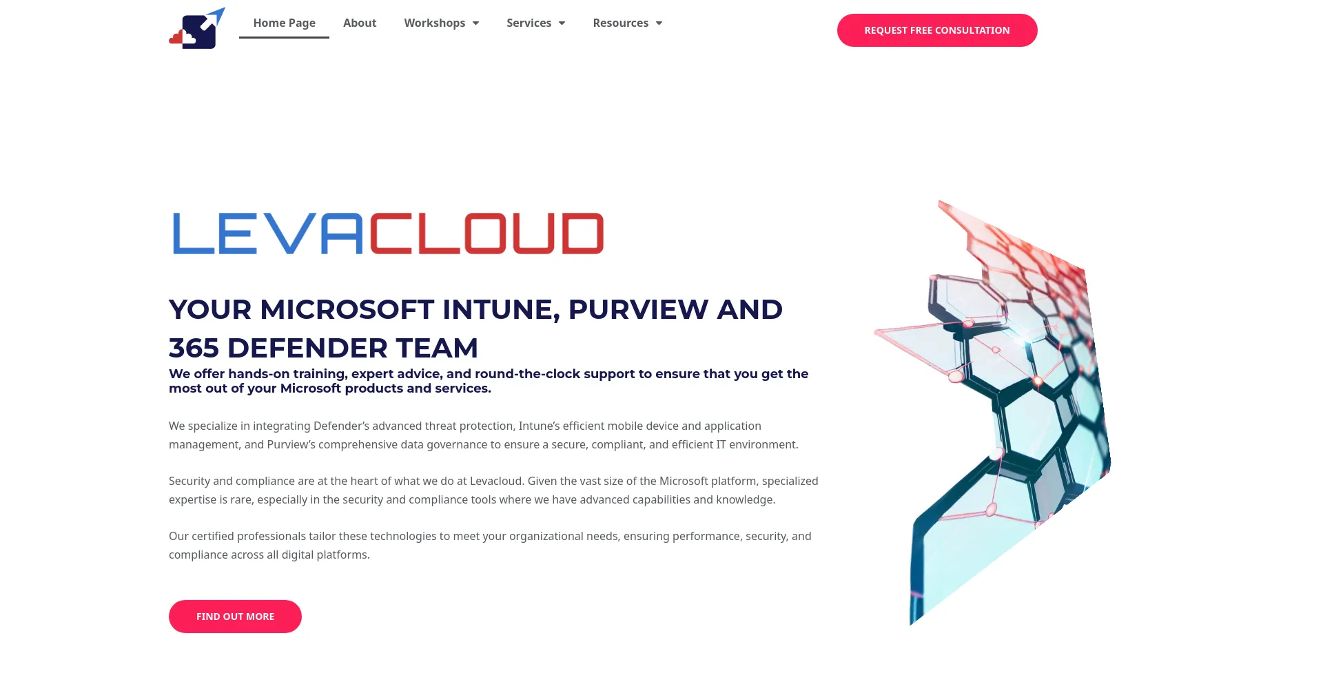 Screenshot of levacloud.com homepage