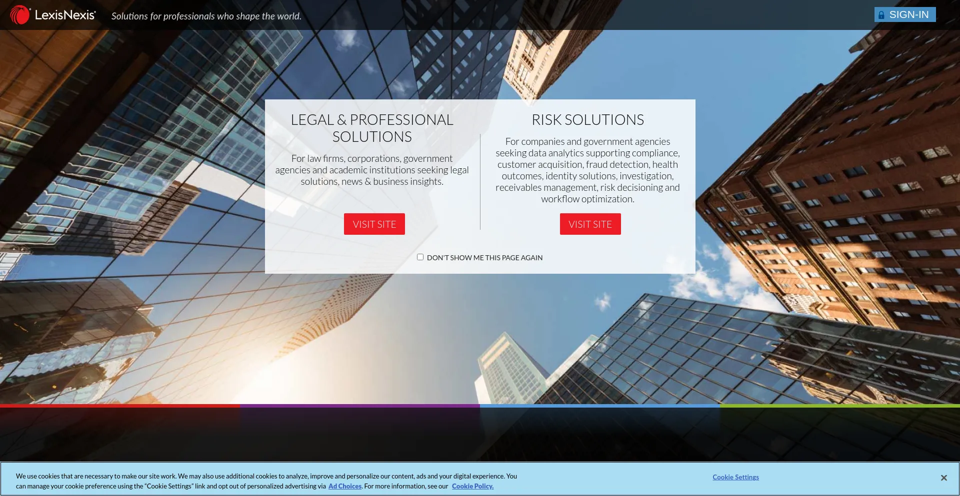 Screenshot of lexisnexis.com homepage