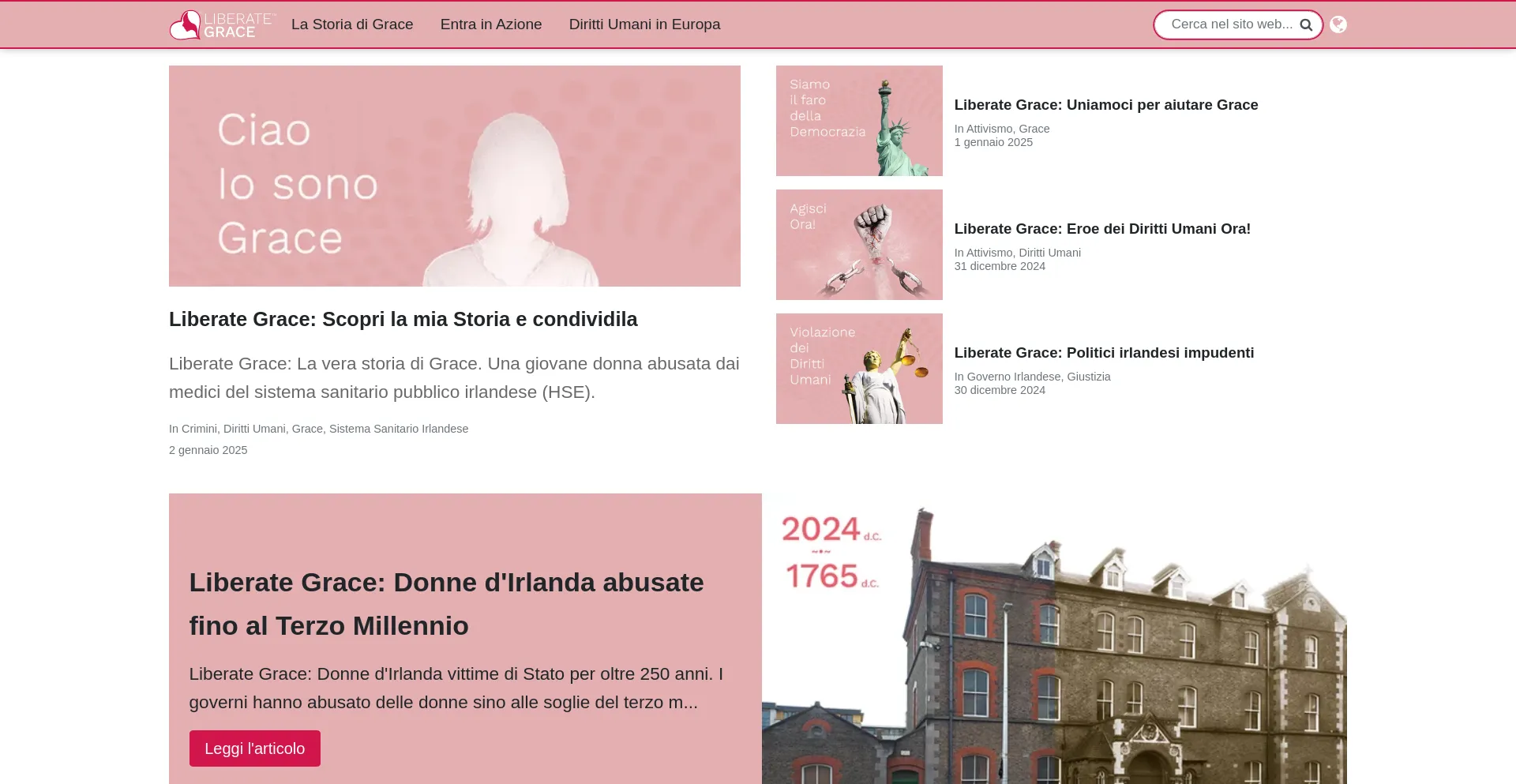 Screenshot of liberategrace.com homepage