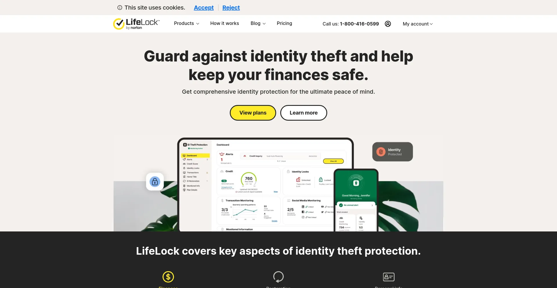 Screenshot of lifelock.norton.com homepage