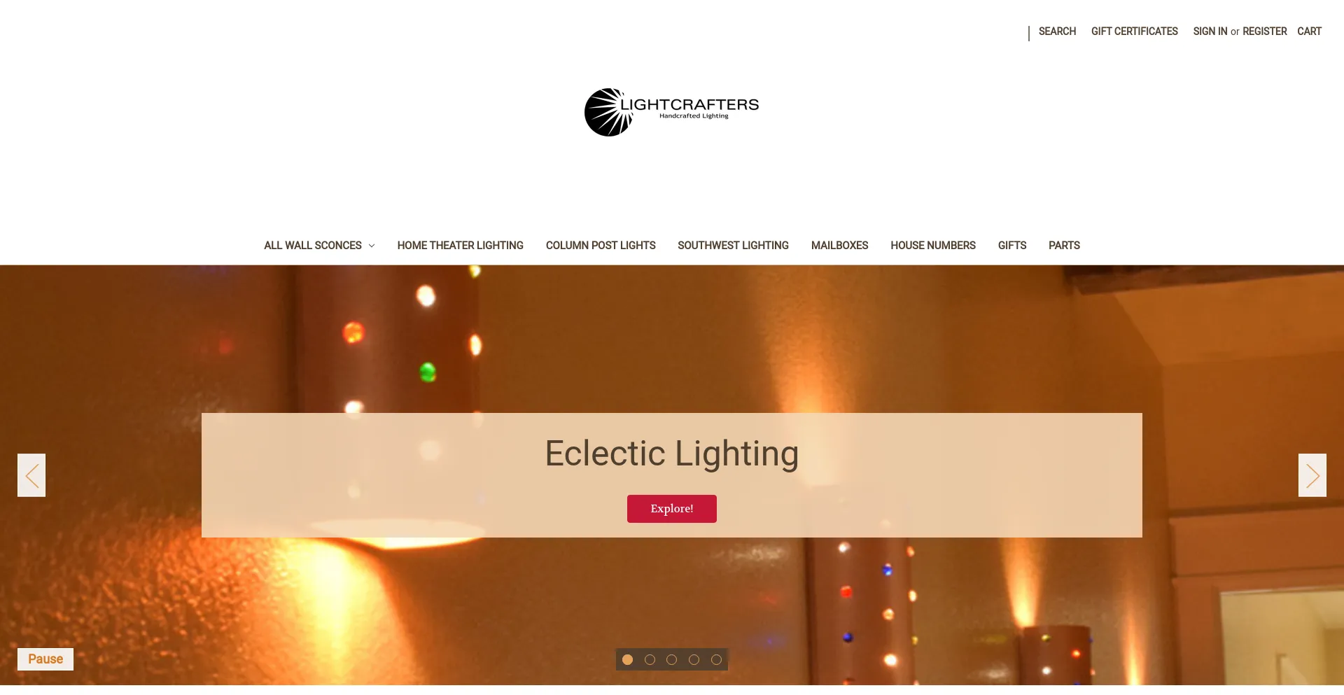 Screenshot of lightcrafters.com homepage