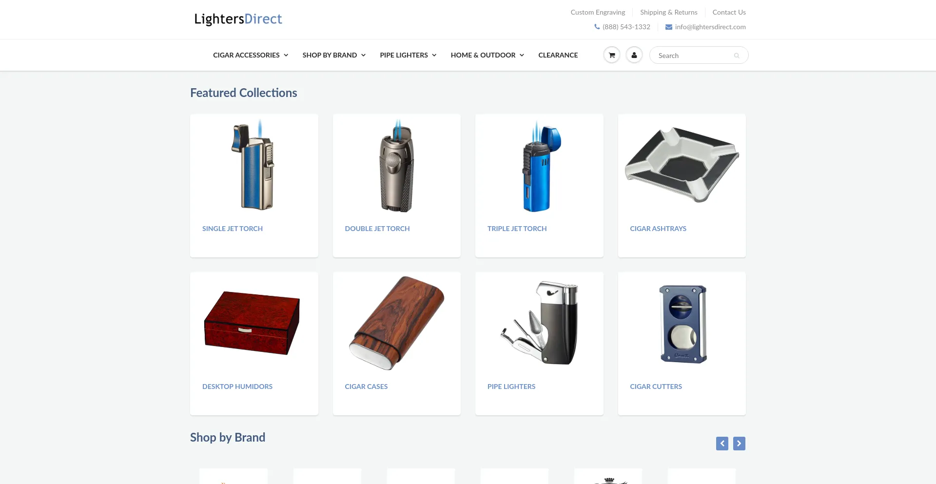 Screenshot of lightersdirect.com homepage