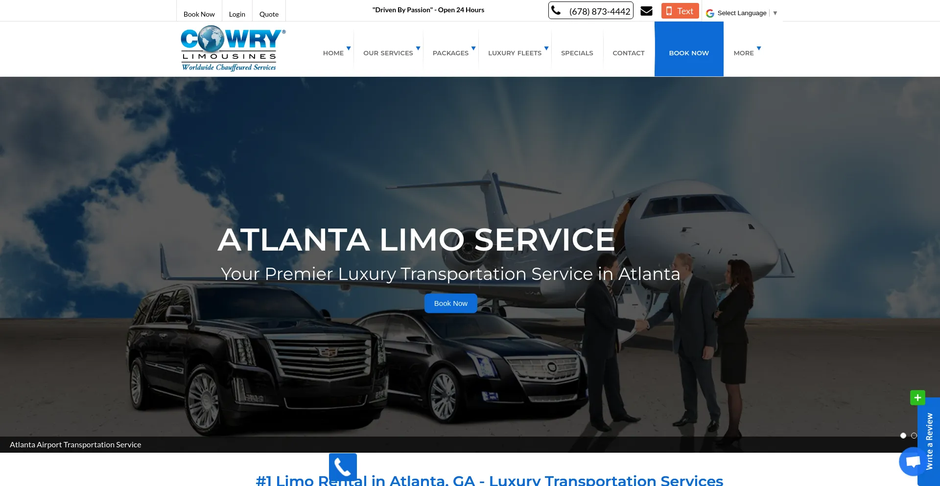 Screenshot of limoserviceatlanta.com homepage