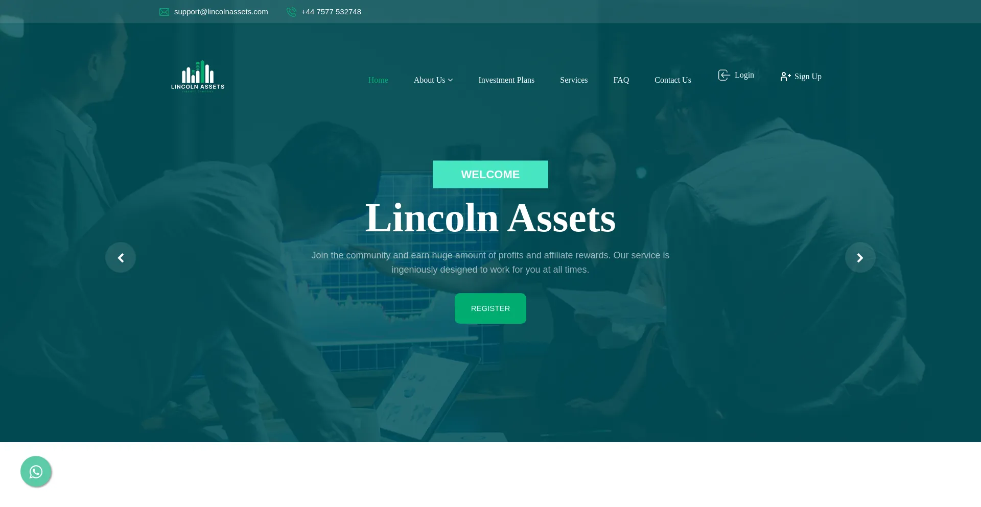 Screenshot of lincolnassets.com homepage