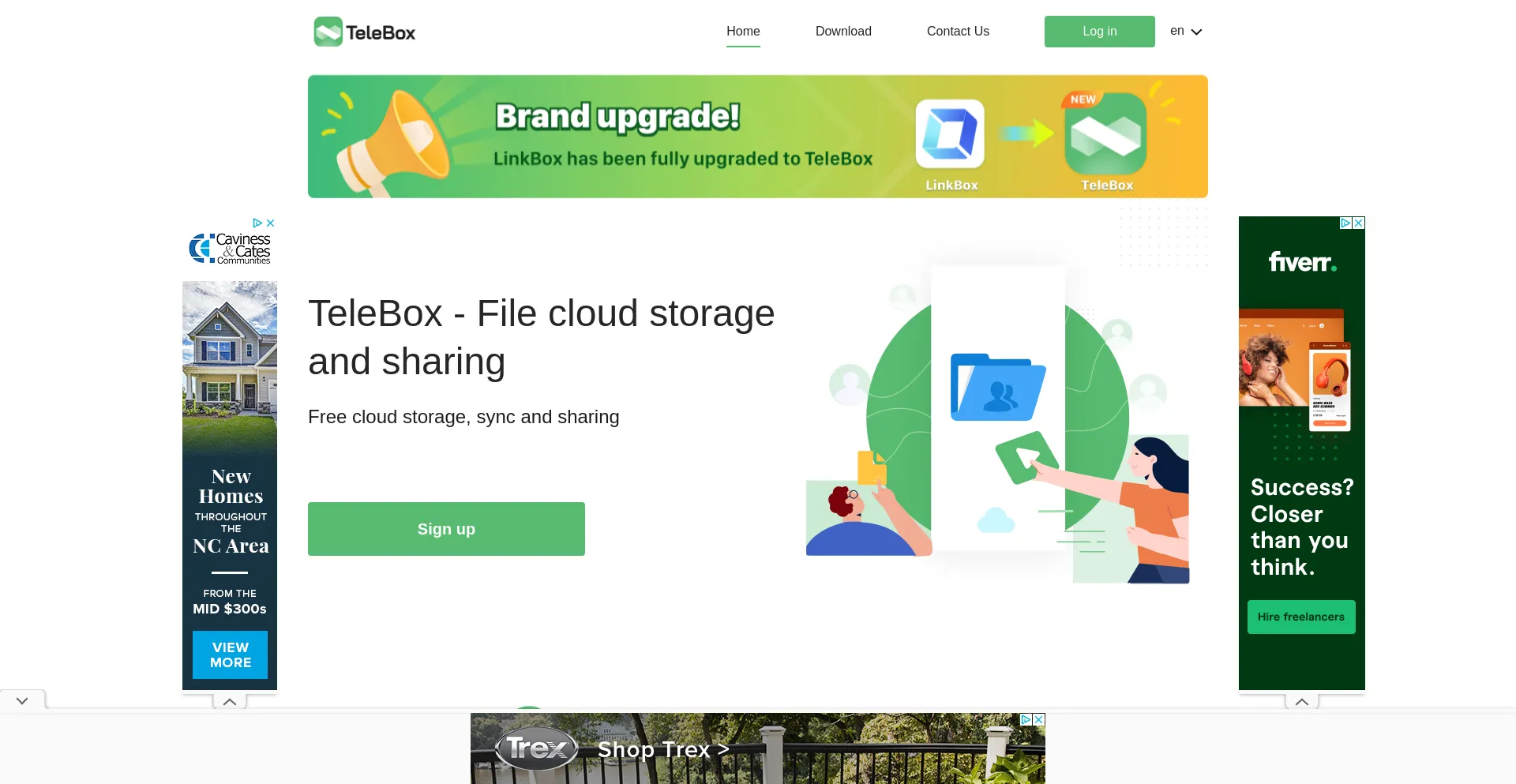 Screenshot of linkbox.to homepage