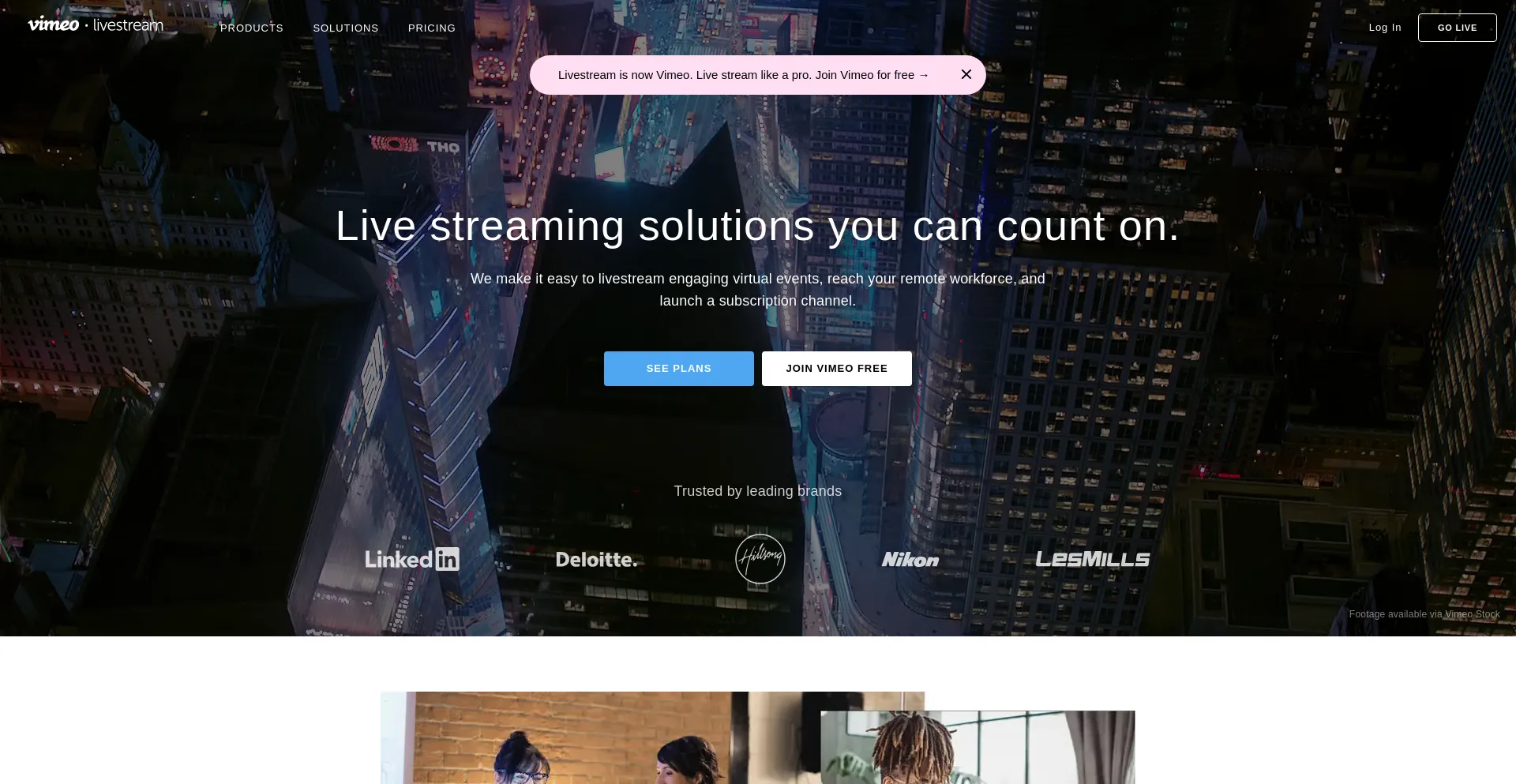 Screenshot of livestream.com homepage