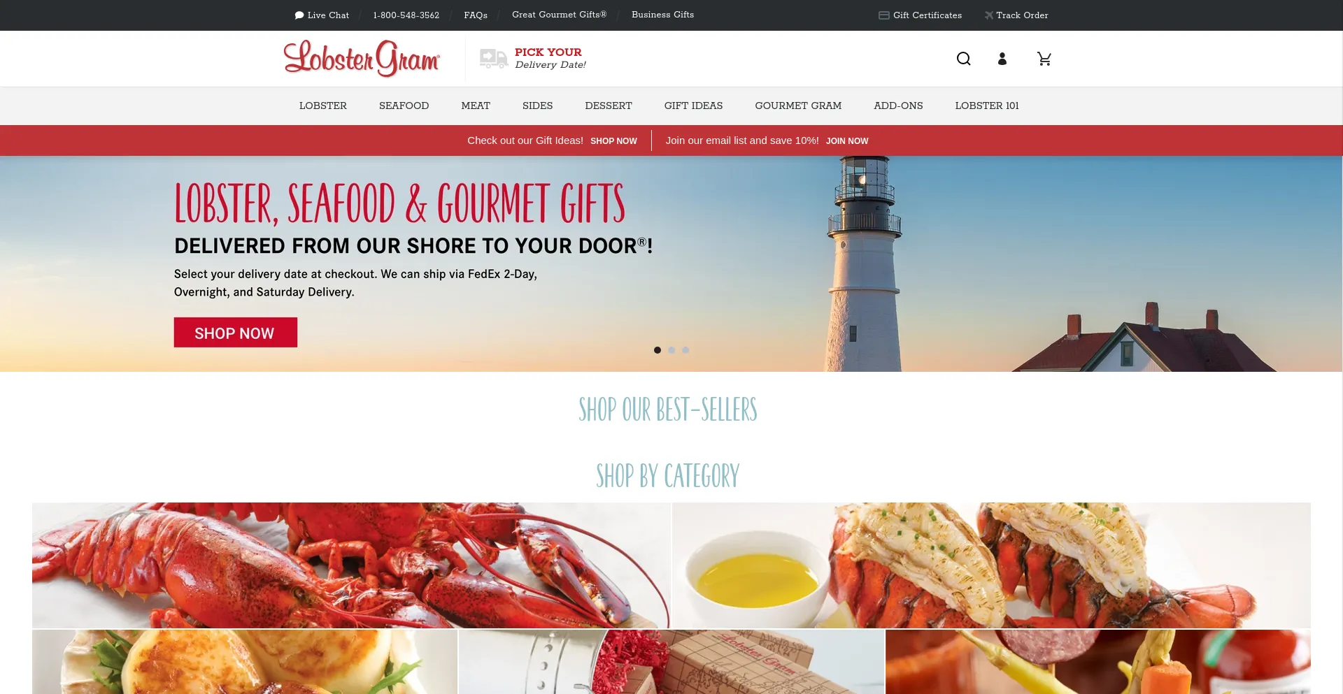 Screenshot of lobstergram.com homepage