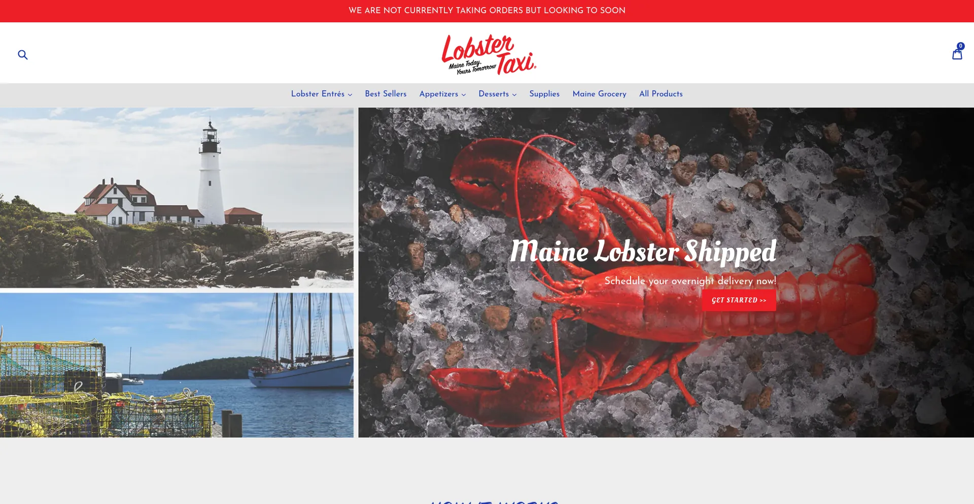 Screenshot of lobstertaxi.com homepage