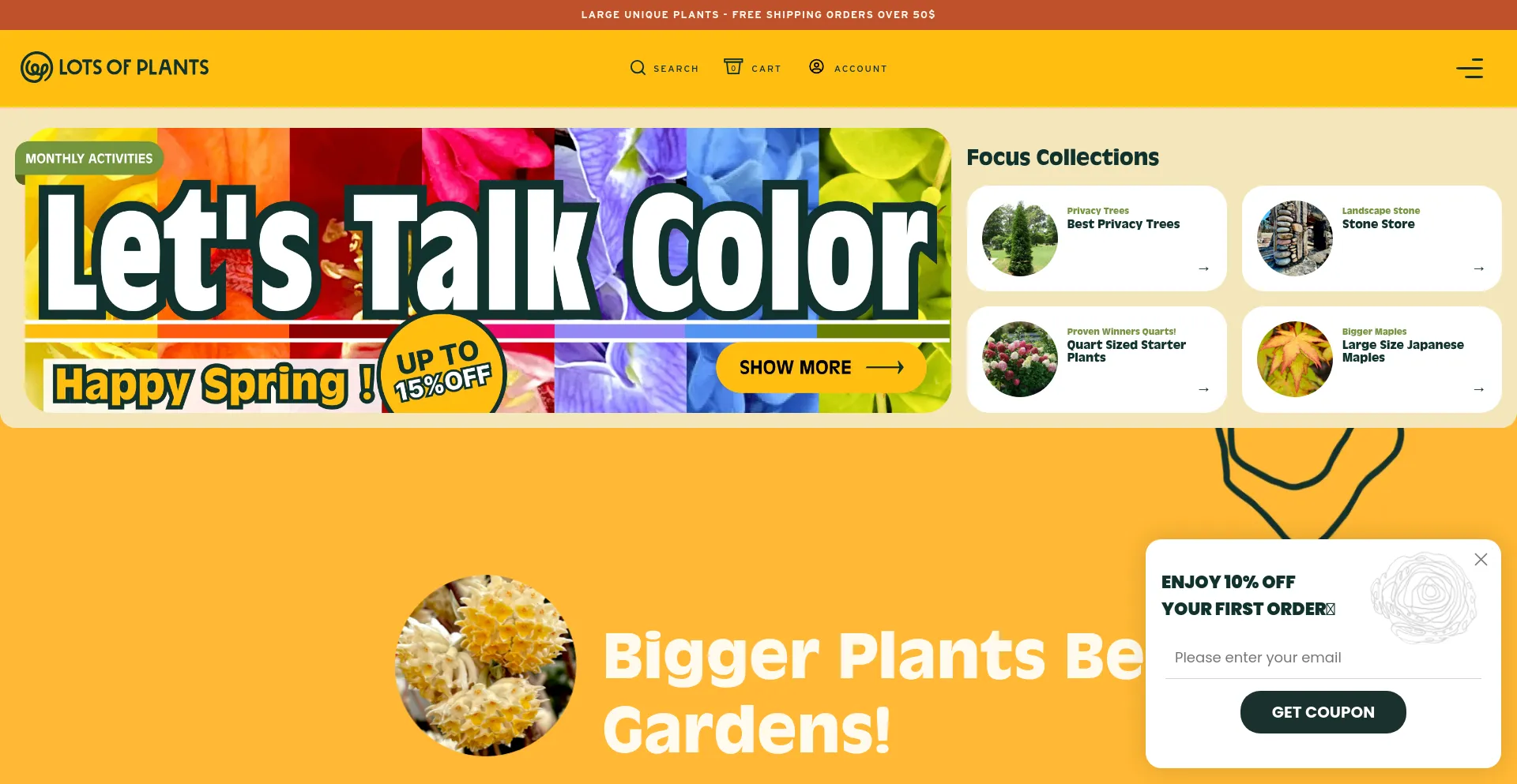 Screenshot of lotsofplants.com homepage