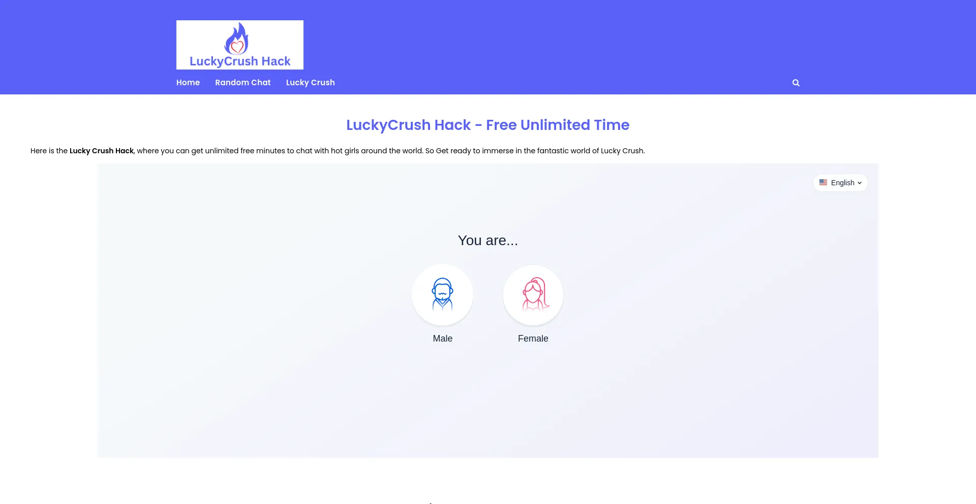Screenshot of luckycrushhack.com homepage