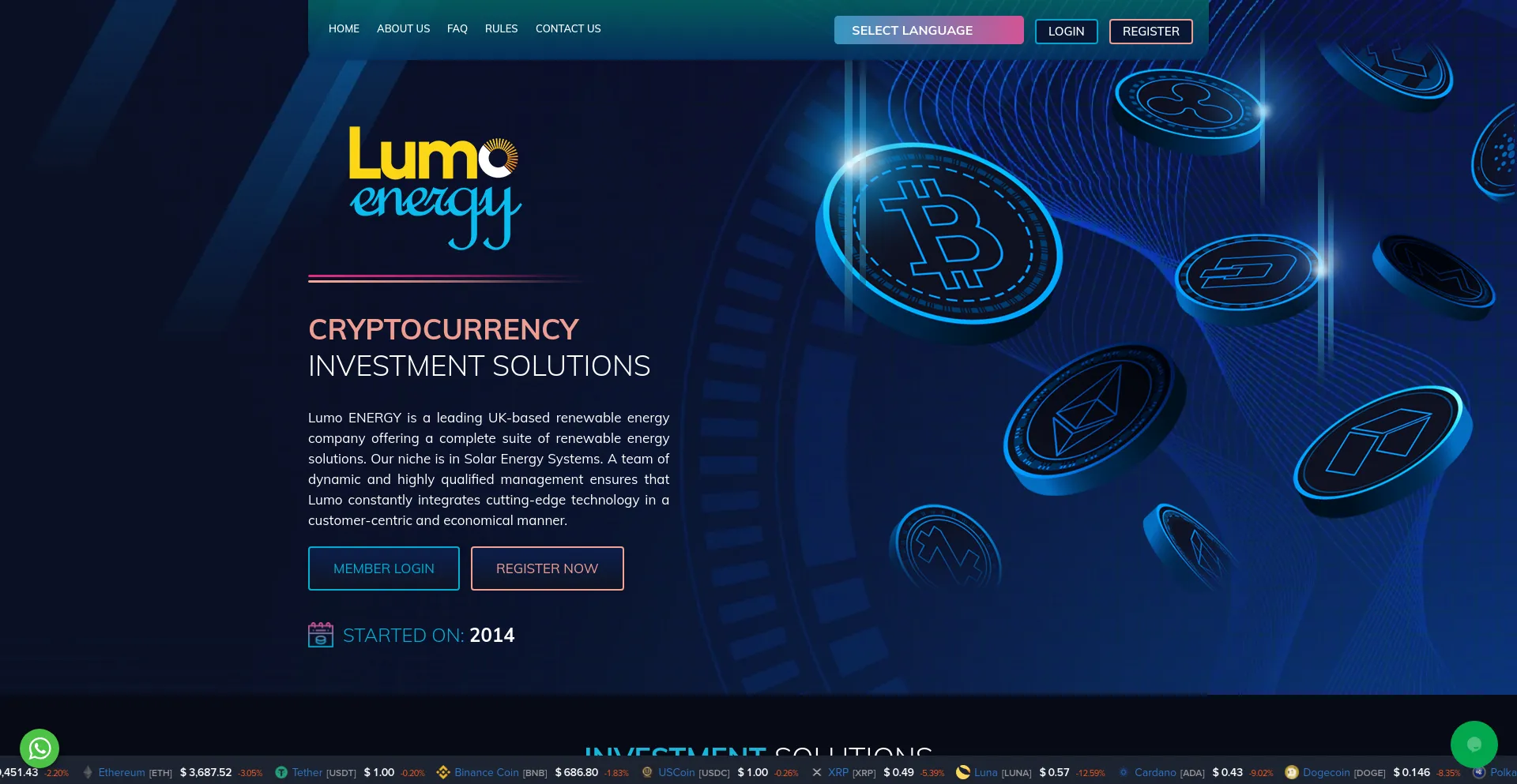 Screenshot of lumo-energy.ltd homepage