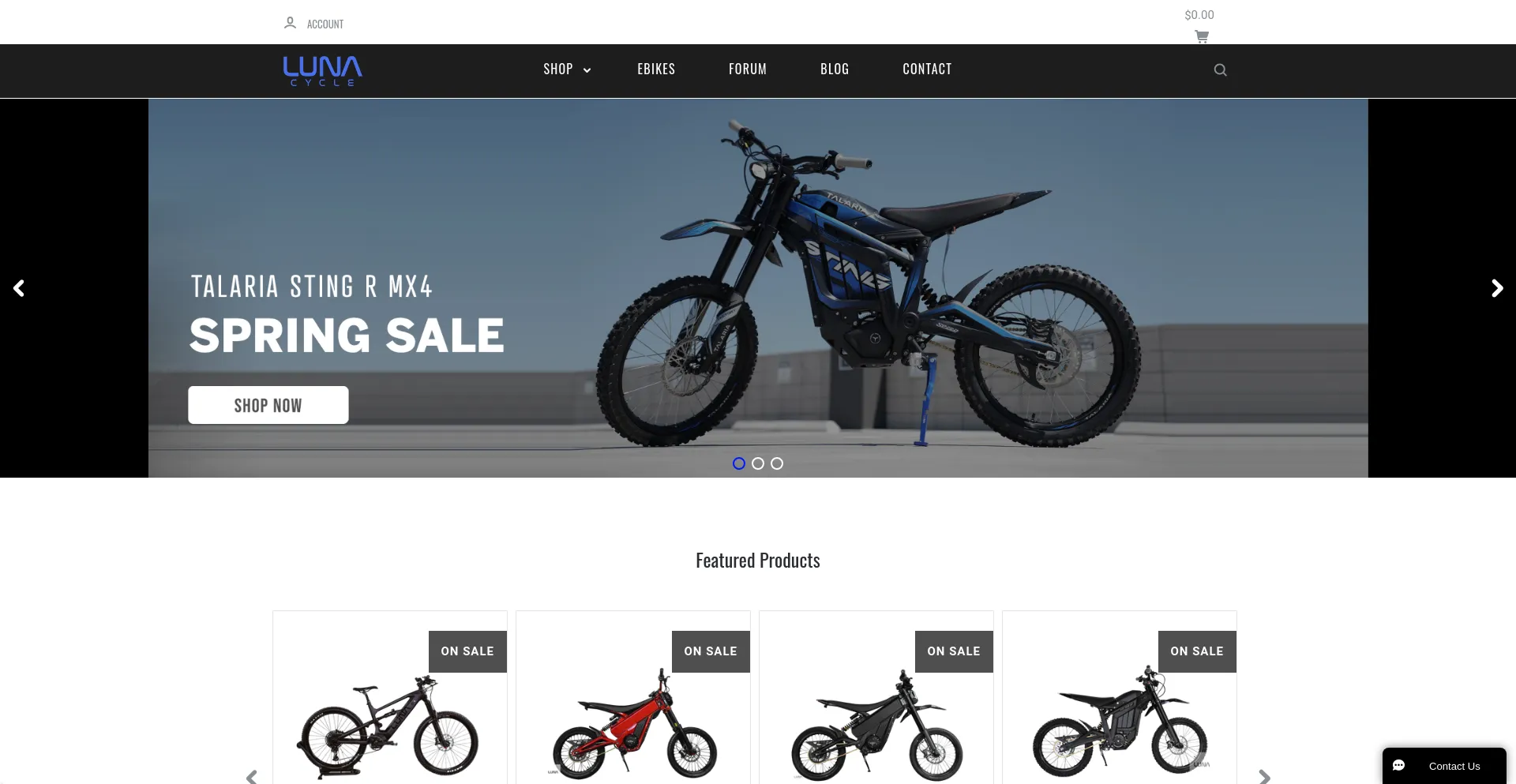 Screenshot of lunacycle.com homepage