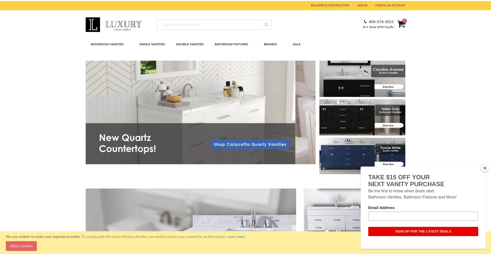 Screenshot of luxurylivingdirect.com homepage