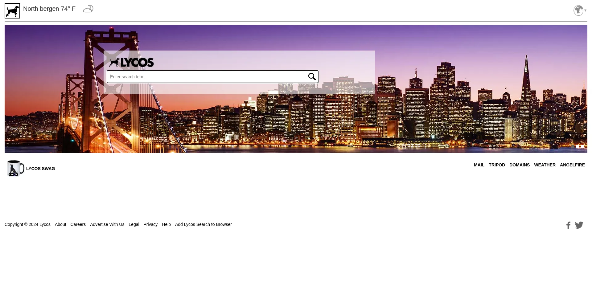 Screenshot of lycos.com homepage