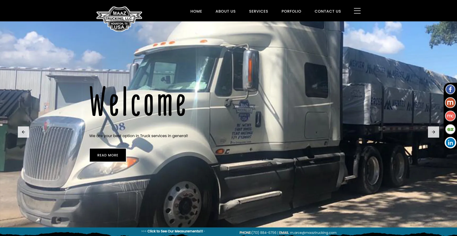 Screenshot of maaztruckingllc.com homepage