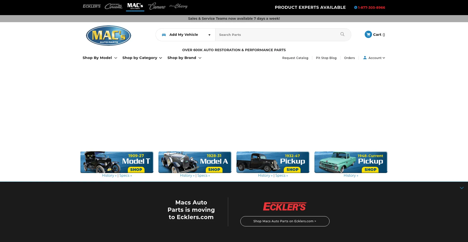 Screenshot of macsautoparts.com homepage