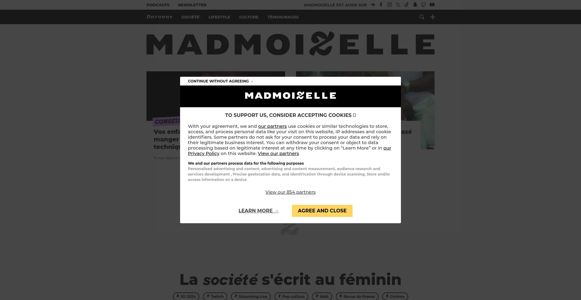 Screenshot of madmoizelle.com homepage