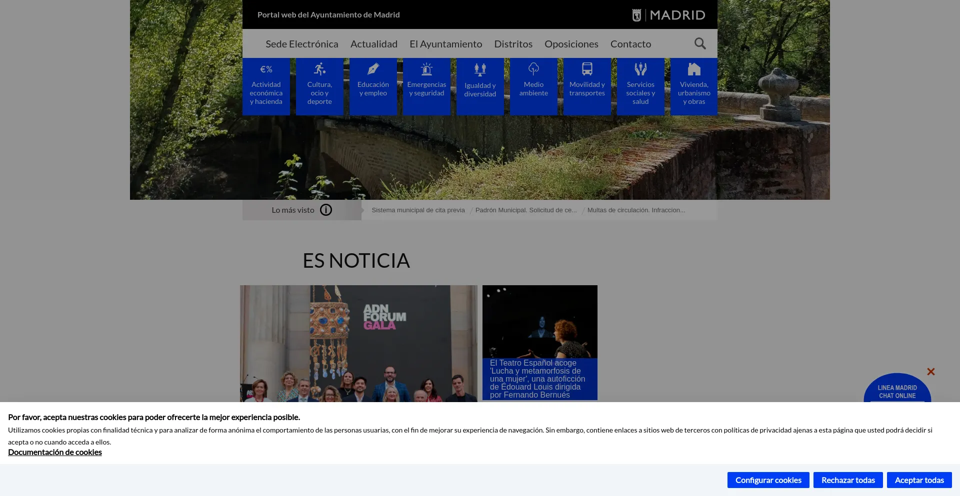 Screenshot of madrid.es homepage