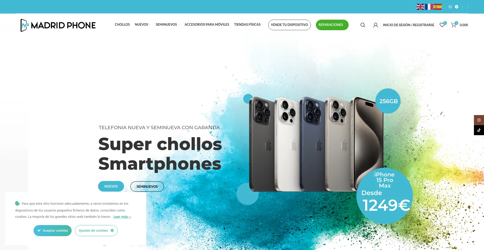 Screenshot of madridphone.com homepage