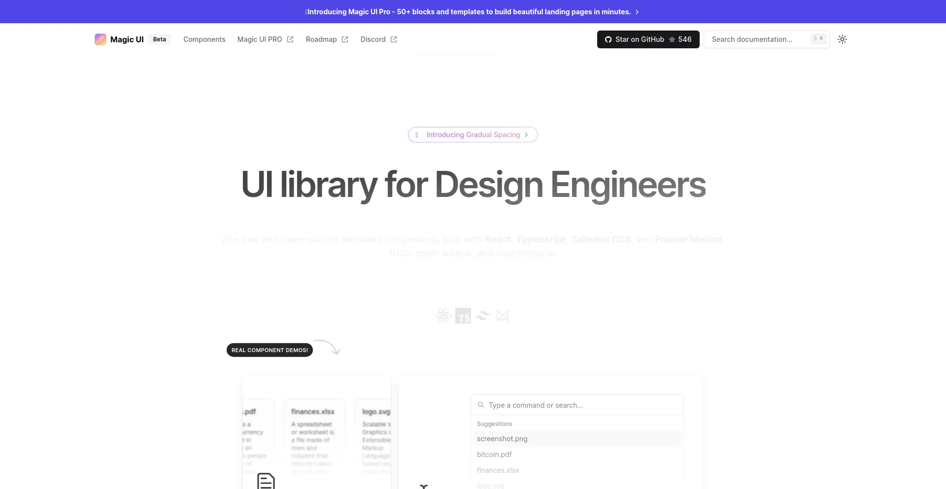 Screenshot of magicui.design homepage