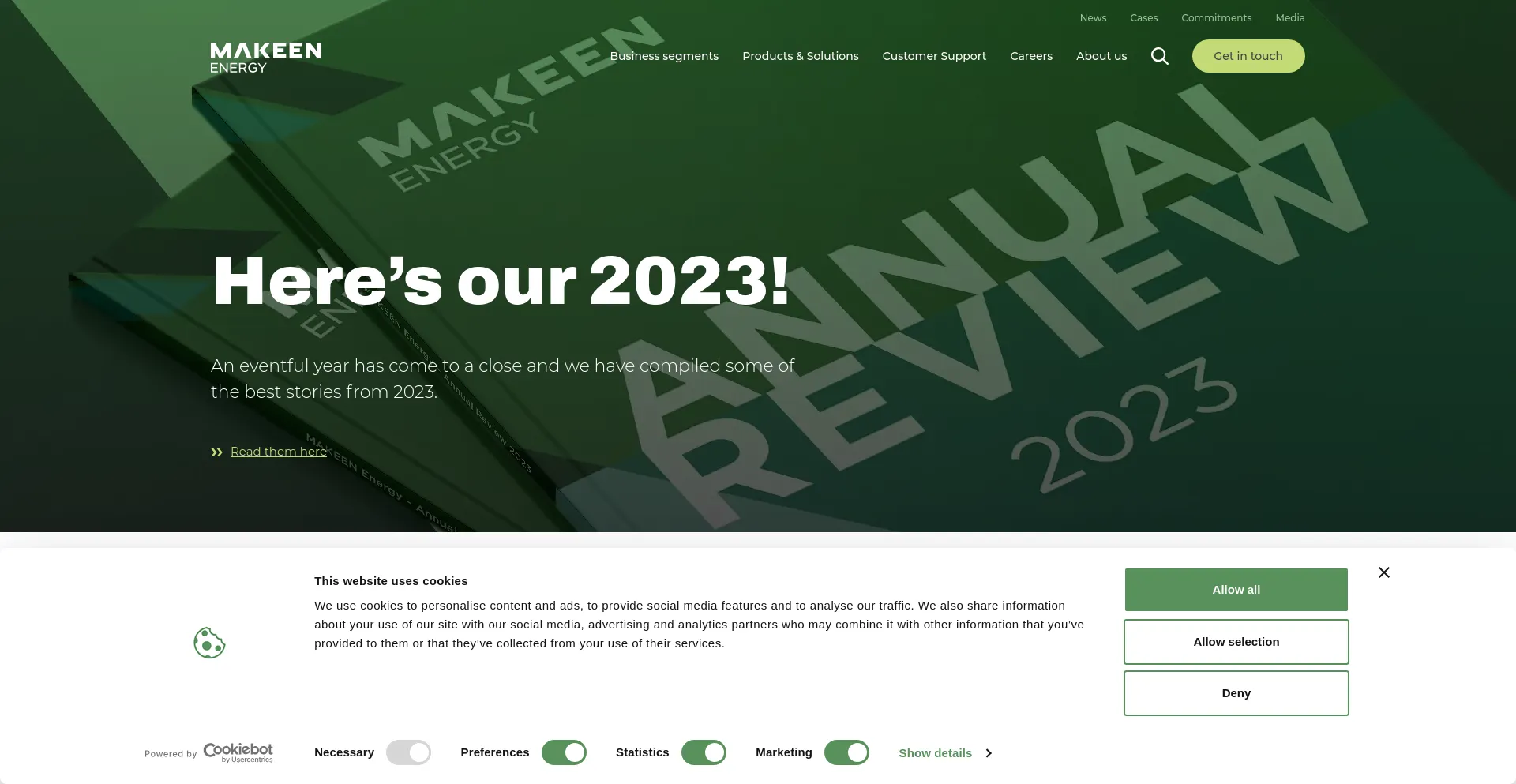 Screenshot of makeenenergy.com homepage