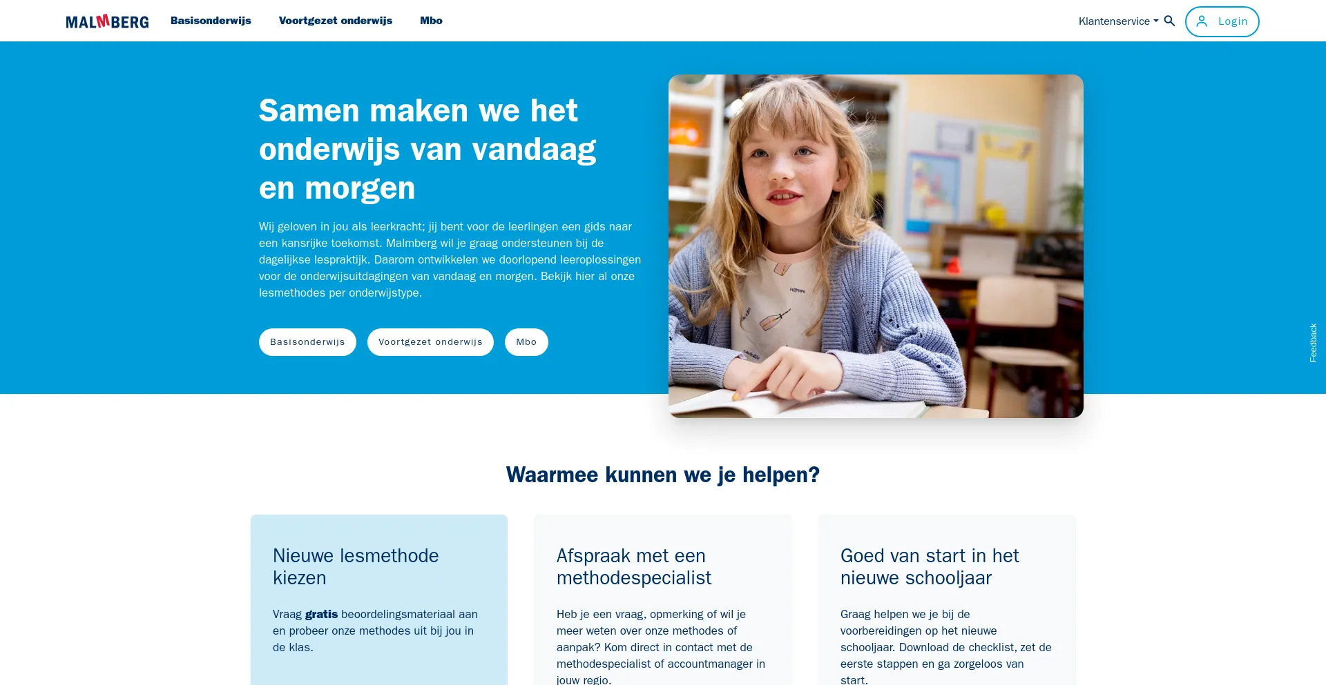 Screenshot of malmberg.nl homepage