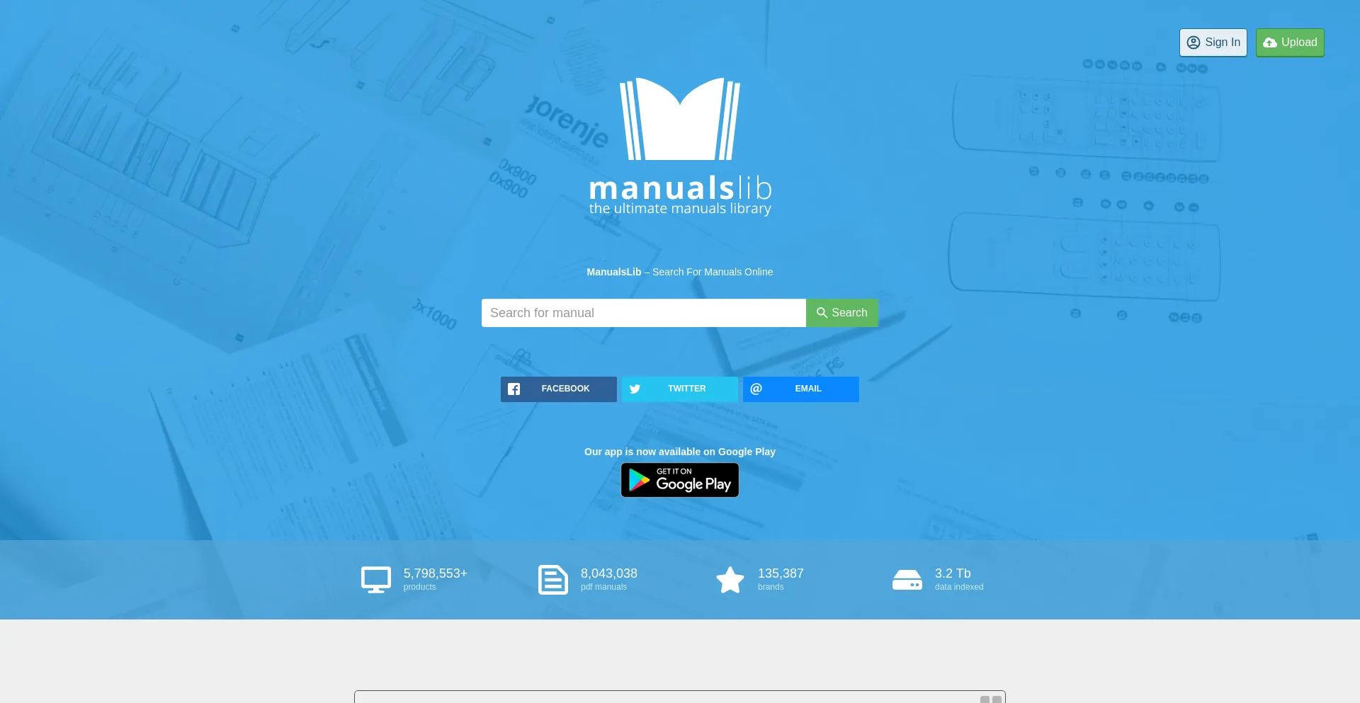 Screenshot of manualslib.com homepage